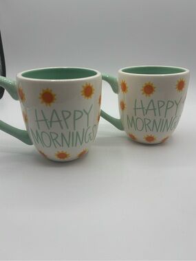 Cotton Colors Happy Everything Mugs Set Of 2 “Happy Mornings”
